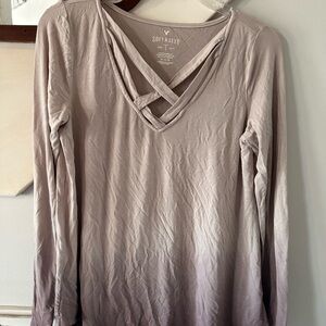 American Eagle Outfitters Soft & Sexy Taupe Long Sleeve Tee